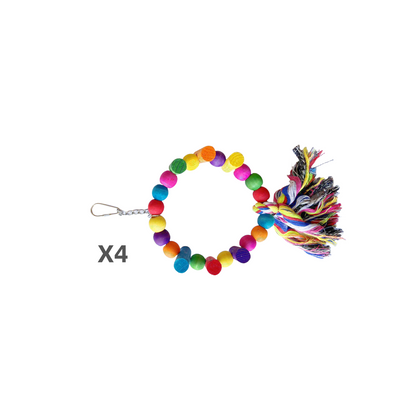 YES4PETS 4 X Small Bird Toy Round w Tassels 38x20cm Parrot Budgies Canaries Cockatiels Parakeet