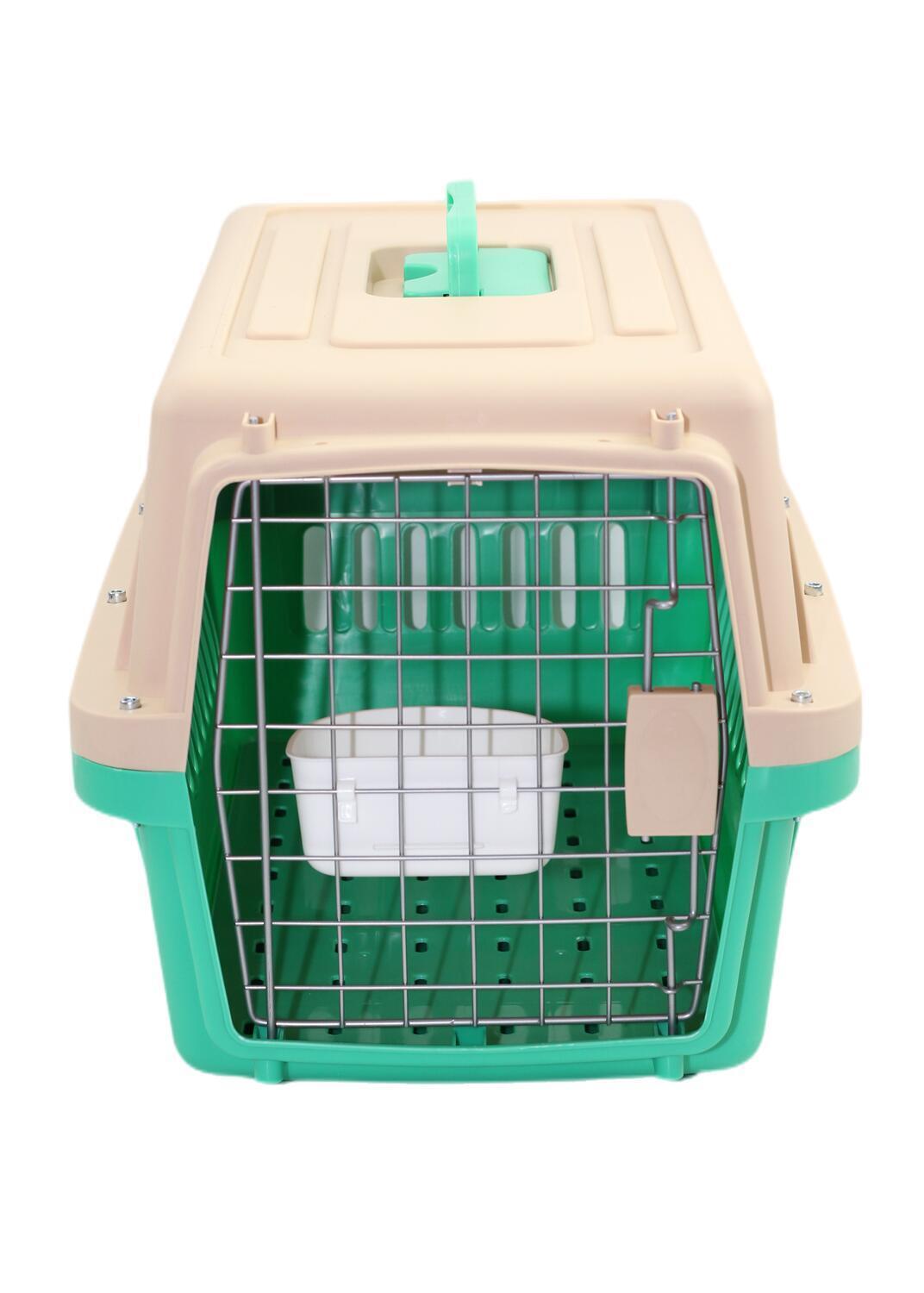 YES4PETS Small Dog Cat Crate Pet Airline Carrier Cage With Bowl and Tray-Green