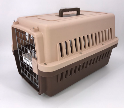 YES4PETS Medium Dog Cat Crate Pet Rabbit Carrier Airline Cage With Bowl & Tray-Brown