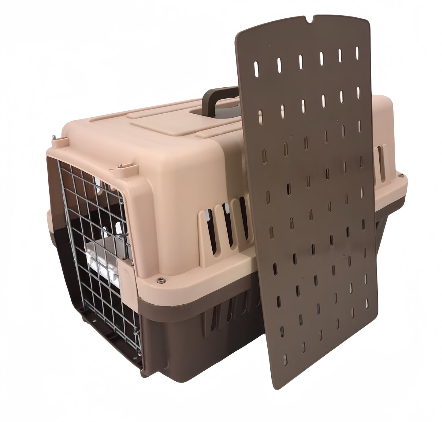 YES4PETS Medium Dog Cat Crate Pet Rabbit Carrier Airline Cage With Bowl & Tray-Brown