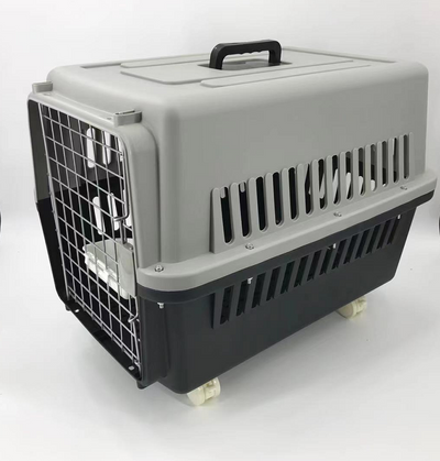 YES4PETS Large Dog Cat Crate Pet Carrier Rabbit Airline Cage With Tray, Bowl & Wheel