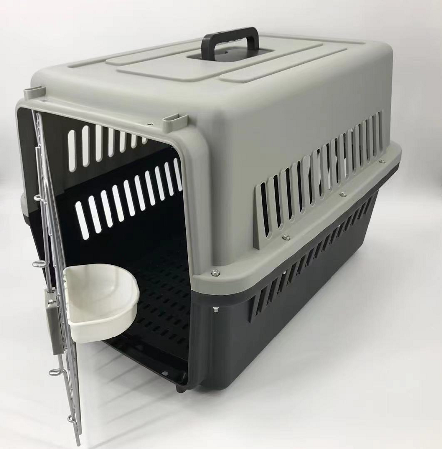 YES4PETS Large Dog Cat Crate Pet Carrier Rabbit Airline Cage With Tray, Bowl & Wheel