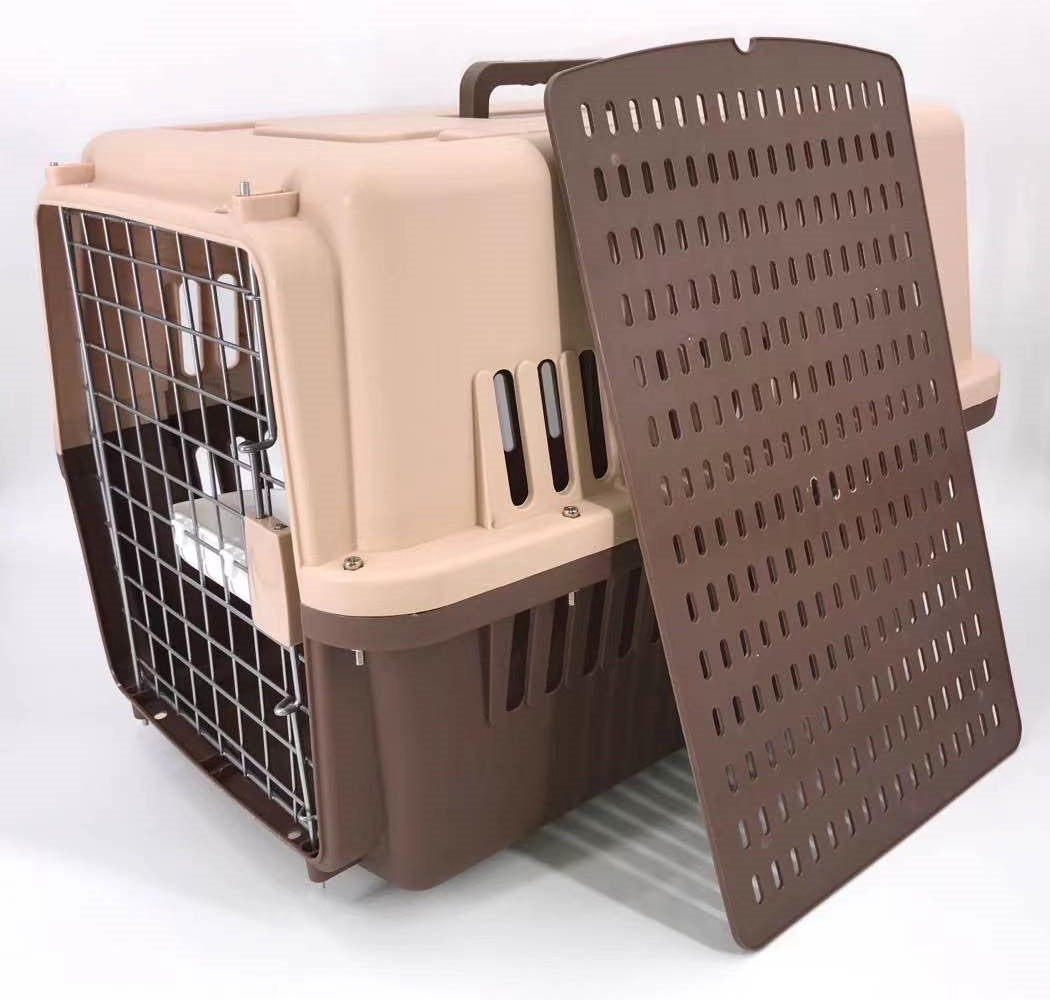 YES4PETS Large Airline Dog Cat Crate Pet Carrier Cage With Tray And Bowl