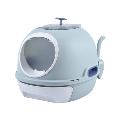 YES4PETS Cat Toilet Litter Box Tray House W Sky window Drawer Photocatalyst Purifier Blue