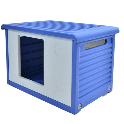 YES4PETS Small Plastic Pet Dog Puppy Cat House Kennel Blue