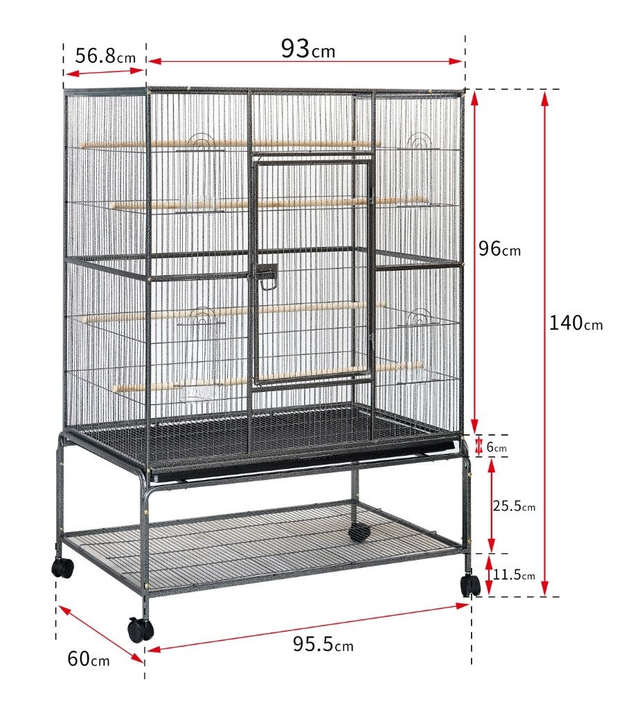 YES4PETS 140 cm Large Bird Cage Parrot Budgie Aviary With Stand