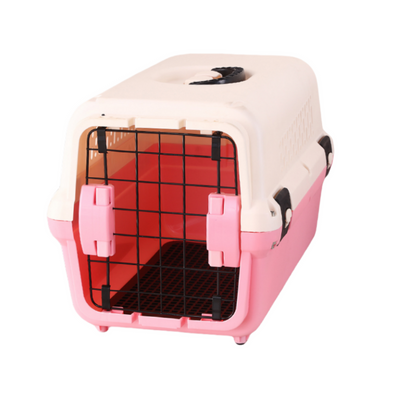 YES4PETS Portable Plastic Dog Cat Pet Pets Carrier Travel Cage With Tray-Pink