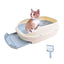 YES4PETS Large Portable Cat Toilet Litter Box Tray with Scoop and Grid Tray-Blue