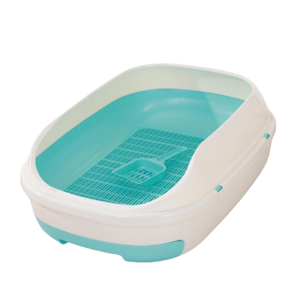 YES4PETS Large Portable Cat Toilet Litter Box Tray with Scoop and Grid Tray-Green