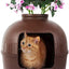 YES4PETS Multifunctional Cat Litter Box Pet Cat House Semi-Enclosed Brown