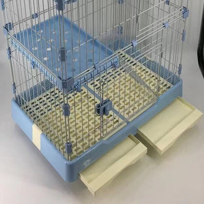 146 cm Blue Pet 4 Level Cat Cage House With Litter Tray & Wheel 72x47x146 cm