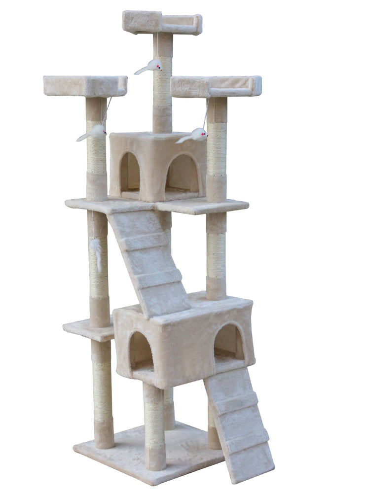 YES4PETS 170cm Cat Scratching Post Tree Post House Tower with Ladder Furniture Beige