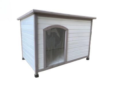 YES4PETS L Timber Pet Dog Kennel House Puppy Wooden Timber Cabin With Stripe White