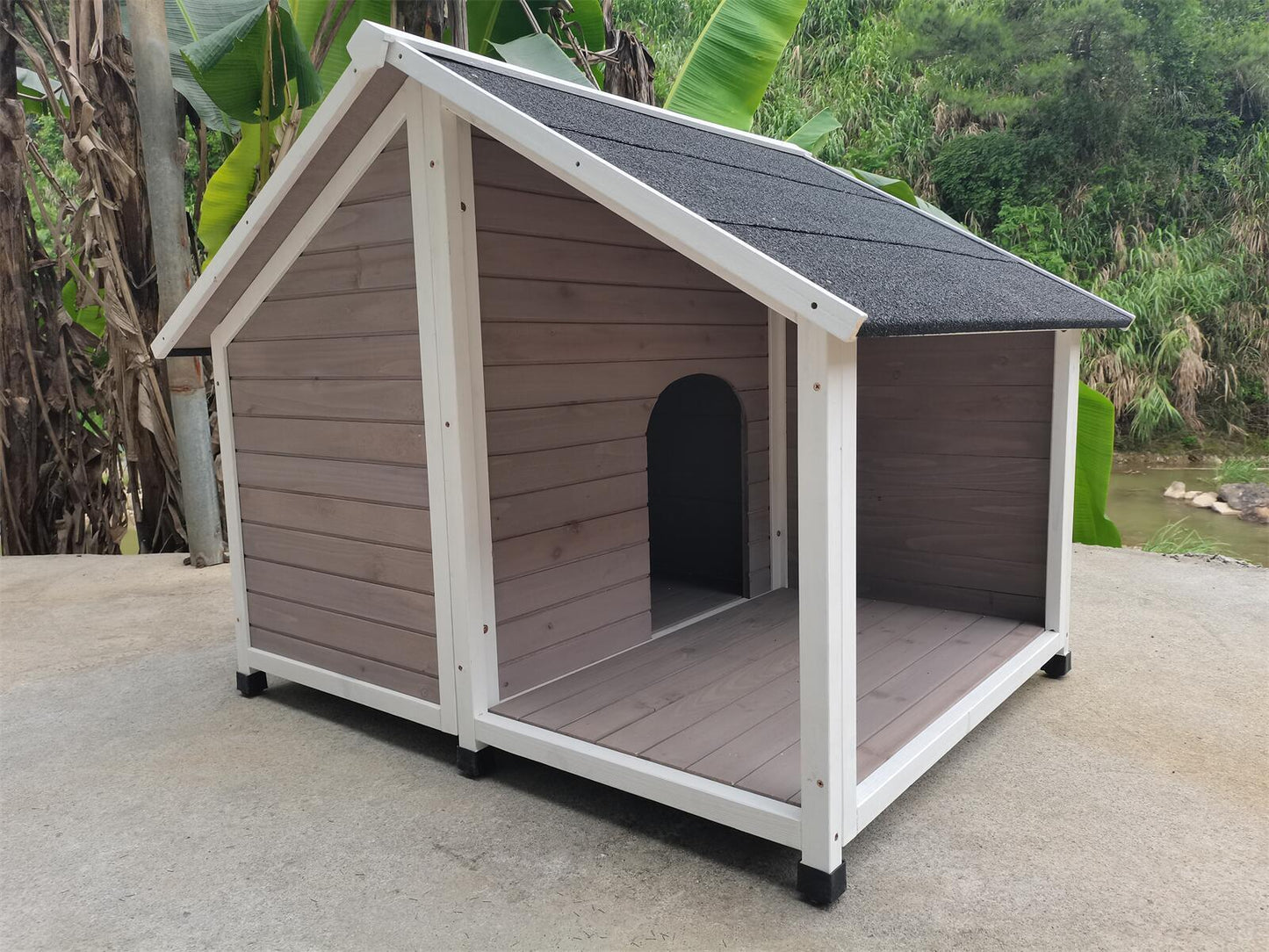 YES4PETS L Timber Pet Dog Kennel House Puppy Wooden Timber Cabin 130x105x100cm