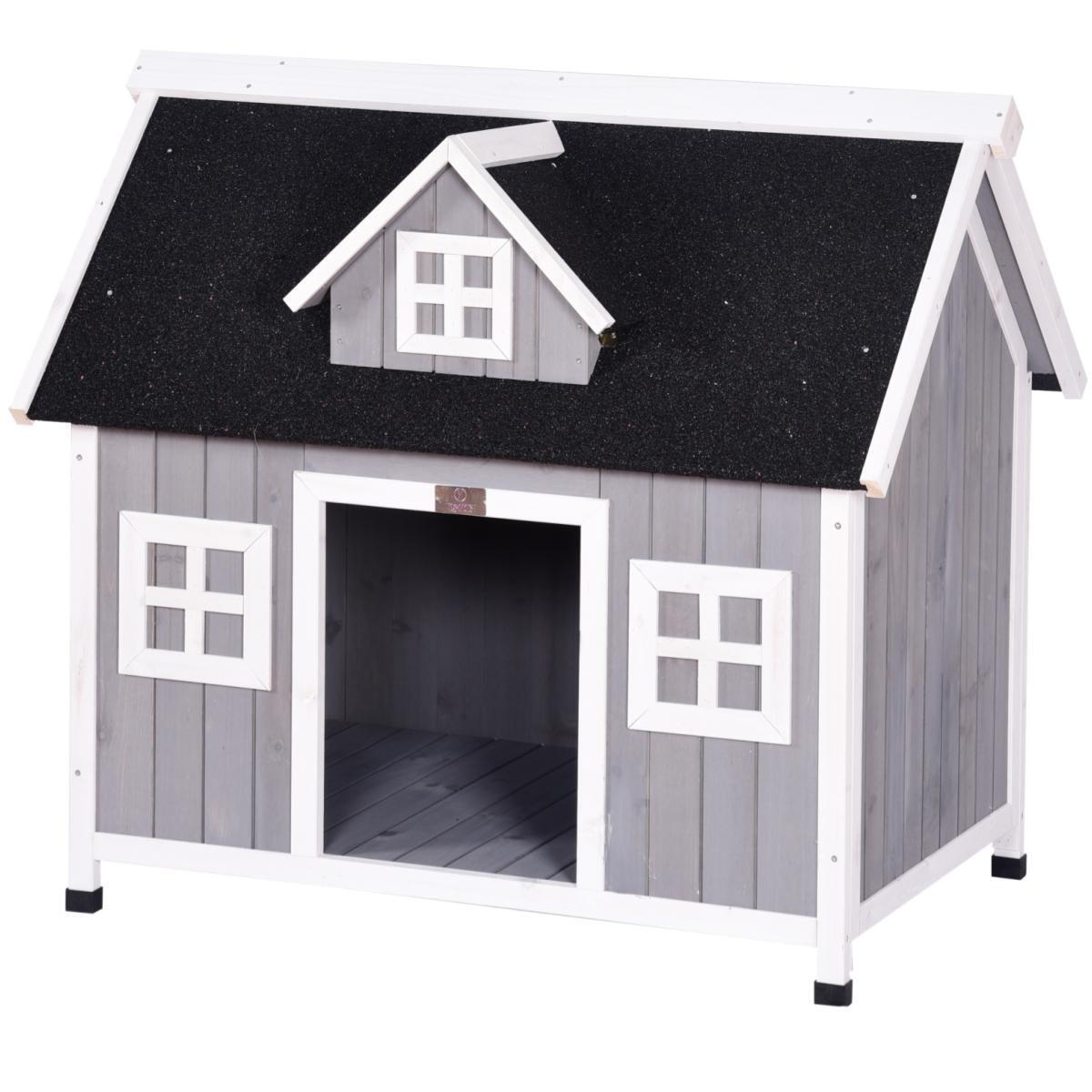 YES4PETS Grey Large Timber Pet Dog Puppy Wooden Cabin  Kennel Timber House