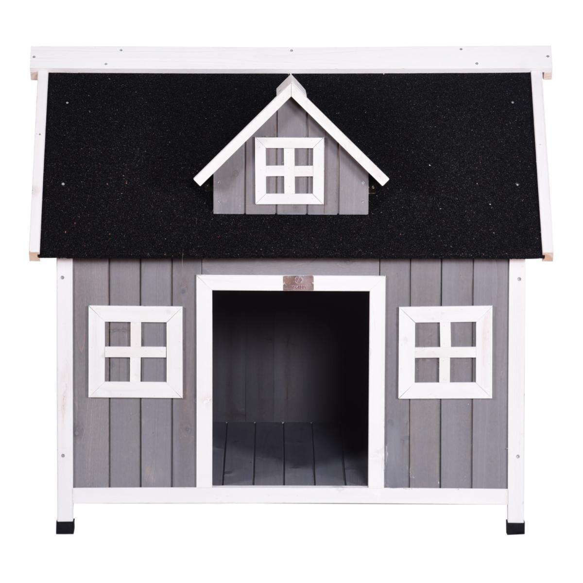 YES4PETS Grey Large Timber Pet Dog Puppy Wooden Cabin  Kennel Timber House