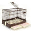 YES4PETS Large Brown Pet Dog Cage Cat Rabbit  Crate Kennel With Potty Pad And Wheel