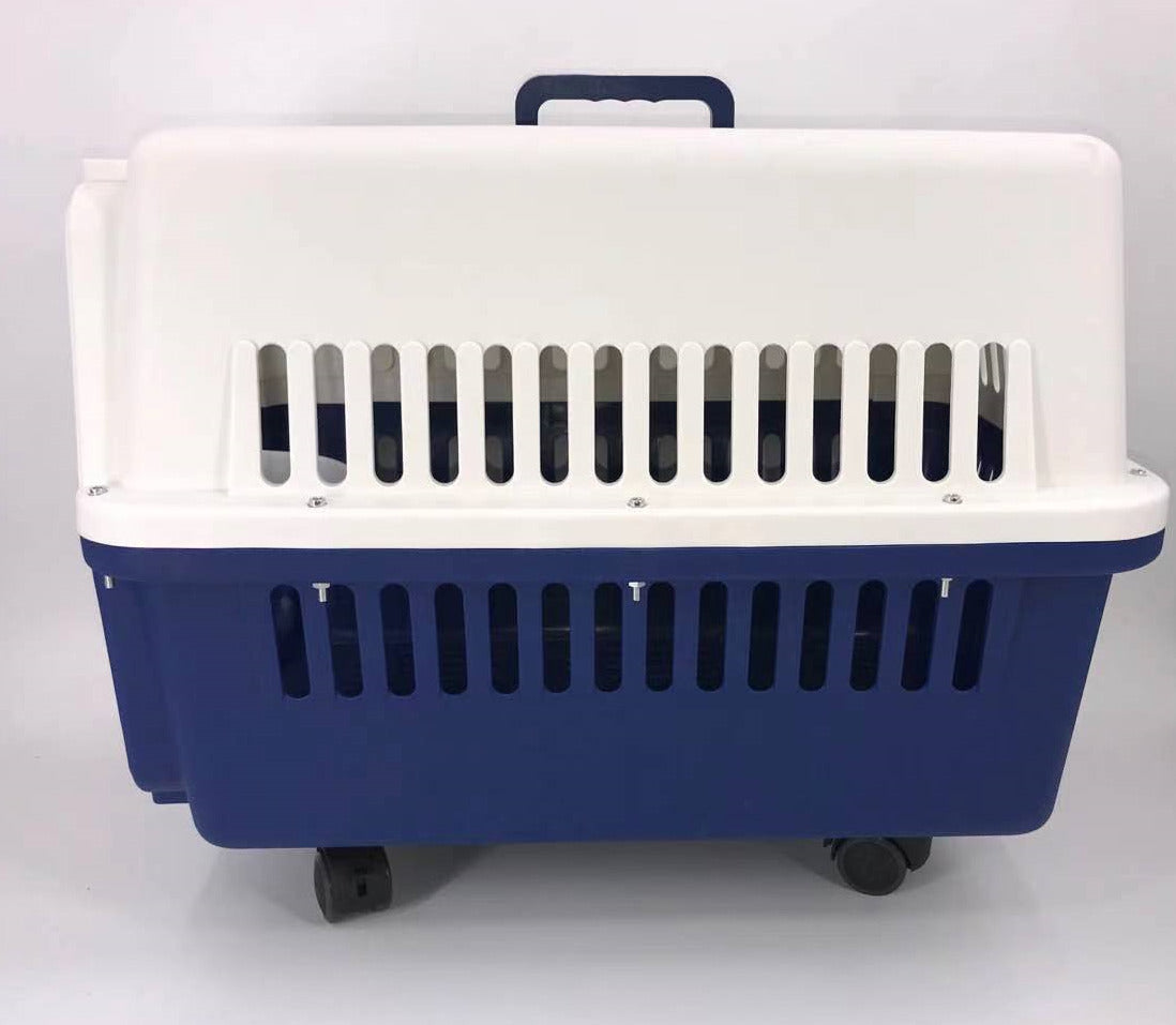 YES4PETS Navy XXXL Dog Puppy Cat Crate Pet Carrier Cage W Tray, Bowl & Removable Wheels