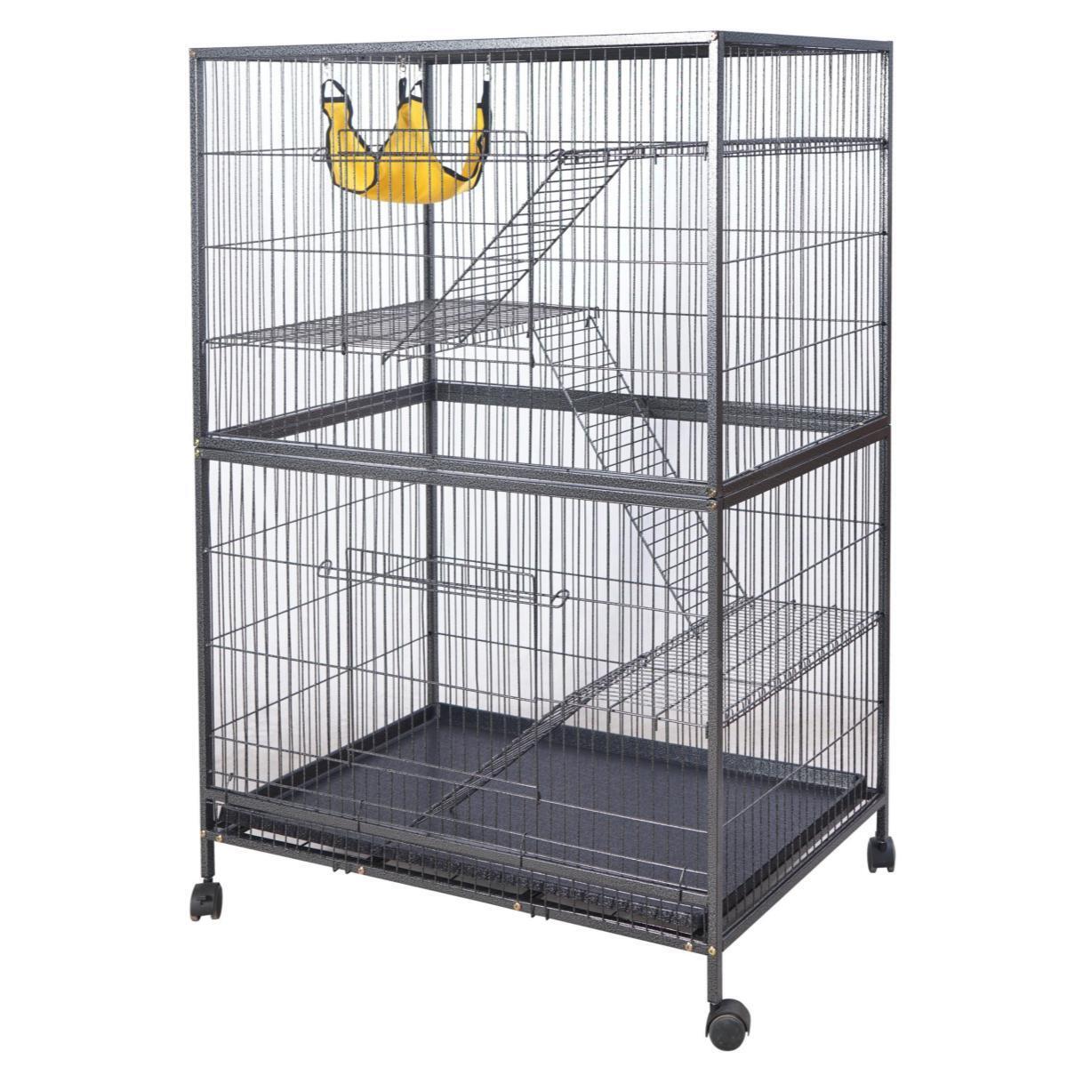 YES4PETS Pet 140cm 4 Level Bird Ferret Parrot Cage Aviary Cat Castor