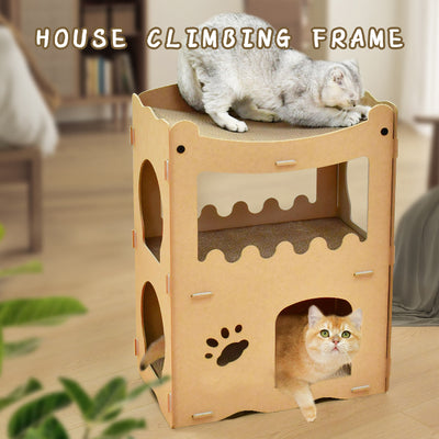 YES4PETS Cat Cardboard House Tower Condo Scratcher Pet Post Furniture Double Storey