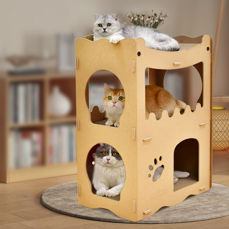 YES4PETS Cat Cardboard House Tower Condo Scratcher Pet Post Furniture Double Storey