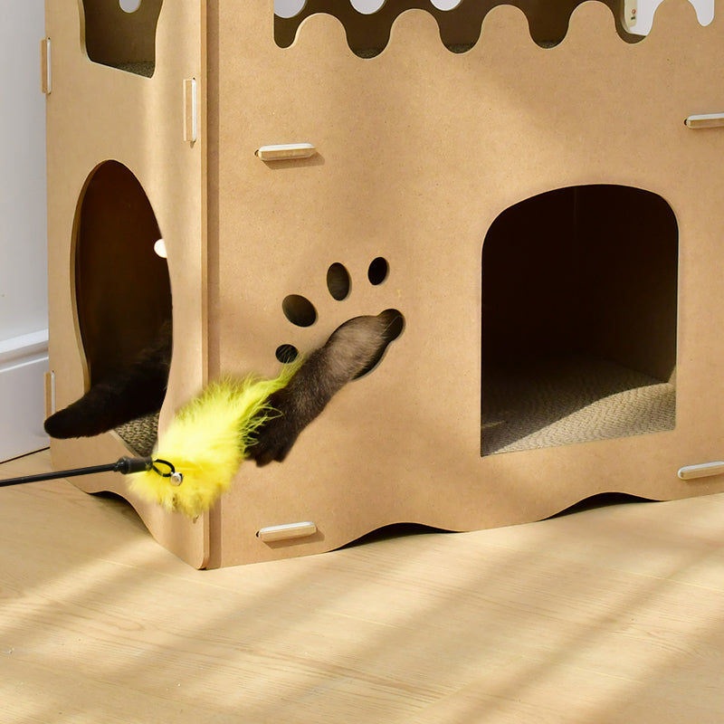 YES4PETS Cat Cardboard House Tower Condo Scratcher Pet Post Furniture Double Storey