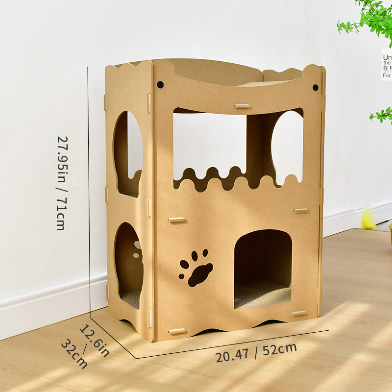 YES4PETS Cat Cardboard House Tower Condo Scratcher Pet Post Furniture Double Storey