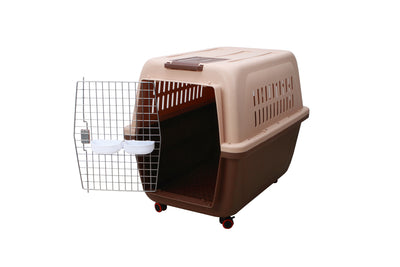 YES4PETS Large Plastic Kennels Pet Carrier Dog Cat Cage Crate With Handle and Wheel