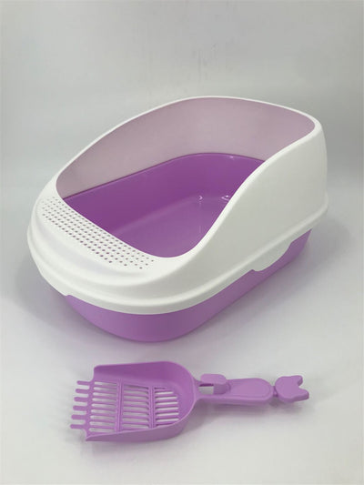 YES4PETS Large Portable Cat Toilet Litter Box Tray House with Scoop Purple