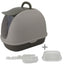 YES4PETS Portable Hooded Cat Toilet Litter Box Tray House with Scoop and Grid Tray Brown