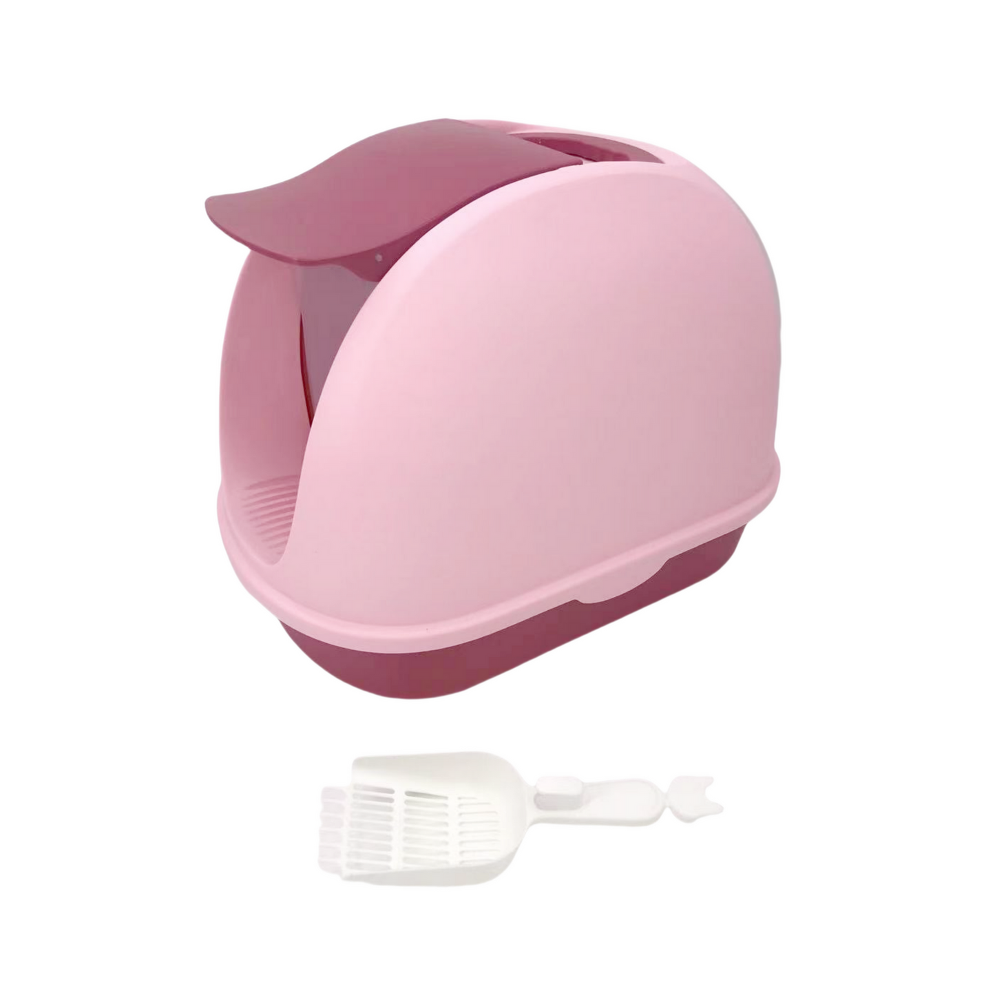 YES4PETS Portable Hooded Cat Toilet Litter Box Tray House with Handle and Scoop Pink