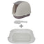 YES4PETS Portable Hooded Cat Toilet Litter Box Tray House with Scoop and Grid Tray White