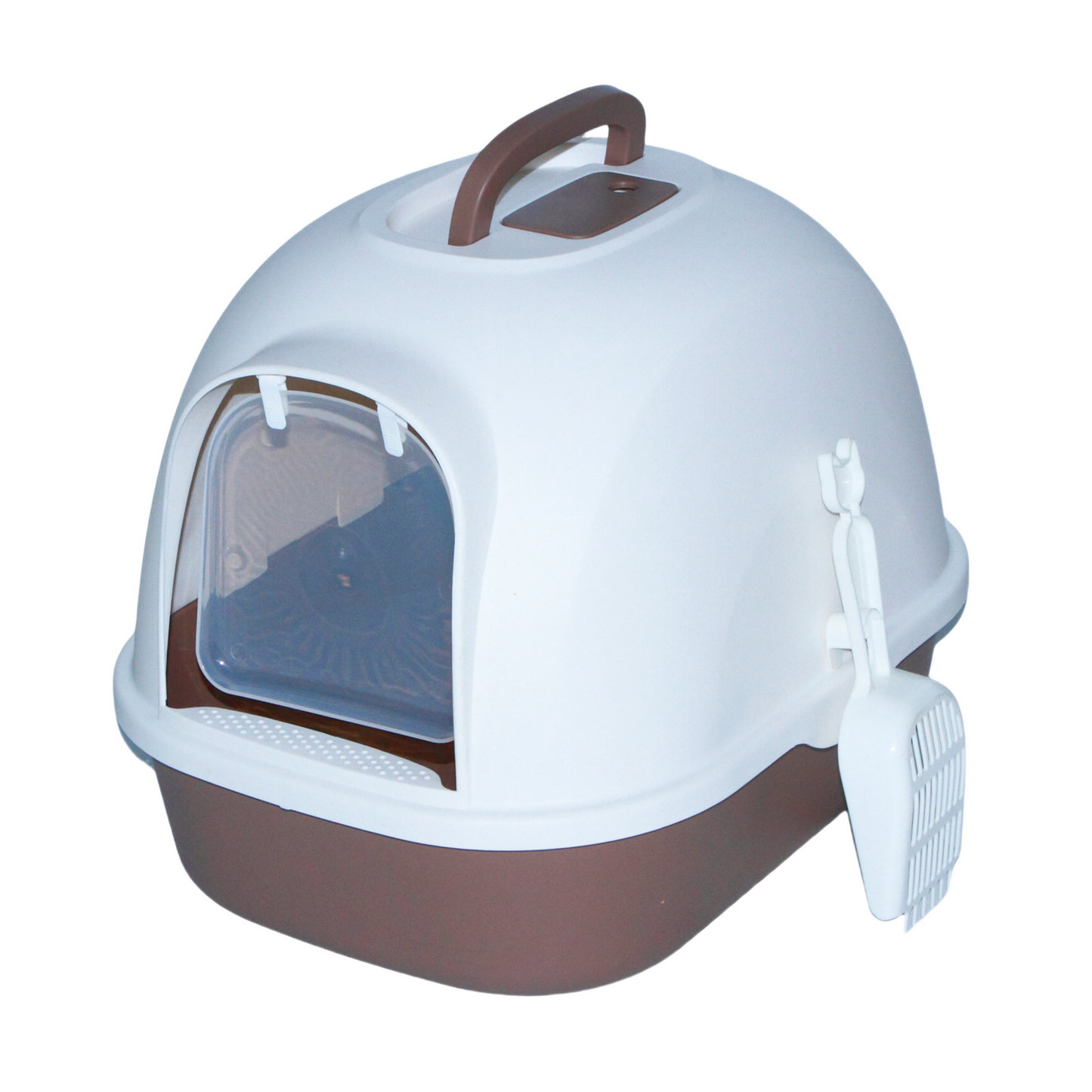 YES4PETS Portable Hooded Cat Toilet Litter Box Tray House with Handle and Scoop Brown