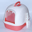 YES4PETS Portable Hooded Cat Toilet Litter Box Tray House with Handle and Scoop Red