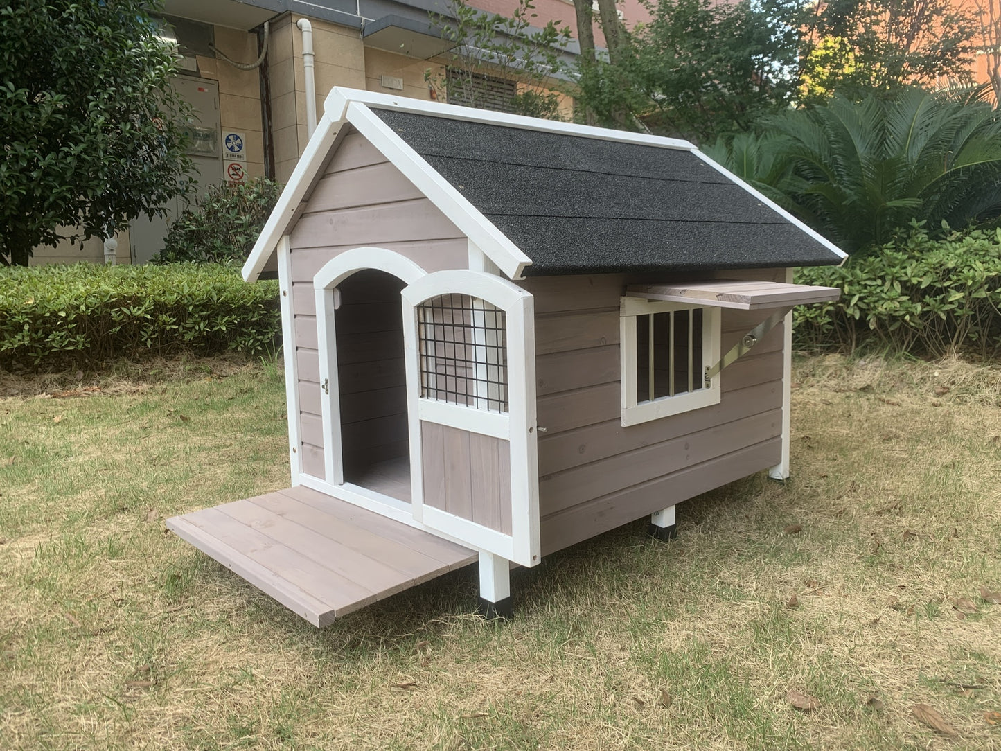 YES4PETS L Timber Pet Dog Kennel House Puppy Wooden Timber Cabin