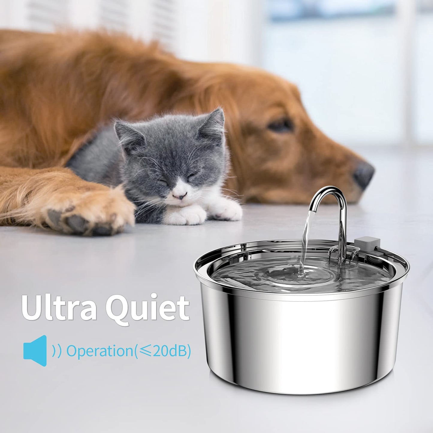 YES4PETS 3.2L Automatic Electric Pet Water Fountain Dog Cat Stainless Steel Feeder Bowl Dispenser