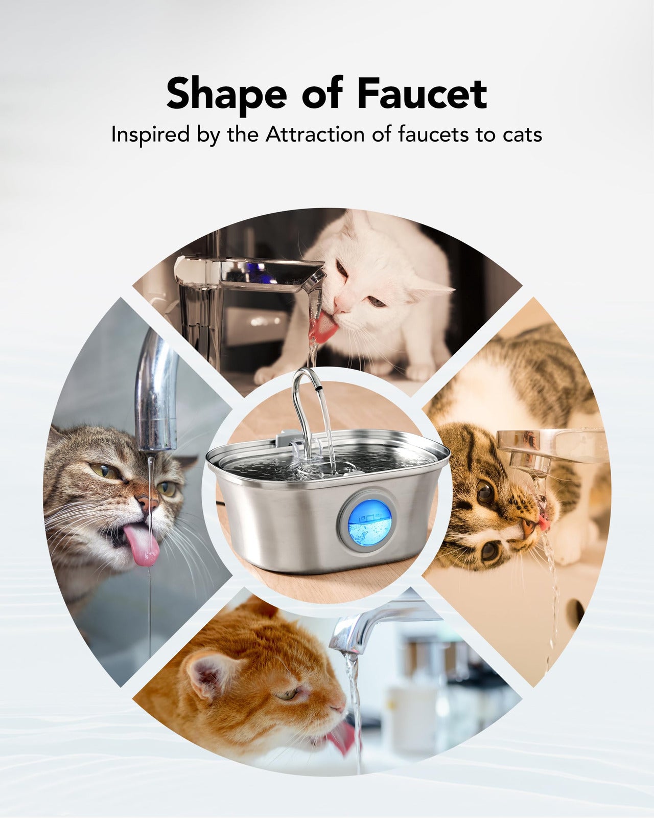 YES4PETS 3.2L Automatic Electric Pet Water Fountain Dog Cat Stainless Steel Feeder Bowl Dispenser Square