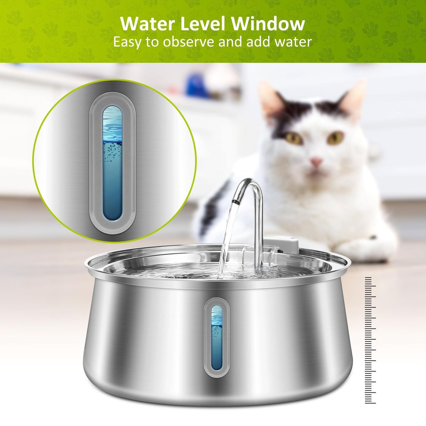 YES4PETS 4L Automatic Electric Pet Water Fountain Dog Cat Stainless Steel Feeder Bowl Dispenser