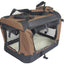 YES4PETS Small Foldable Soft Dog Cat Puppy Rabbit Crate Bag With Curtain-Brown