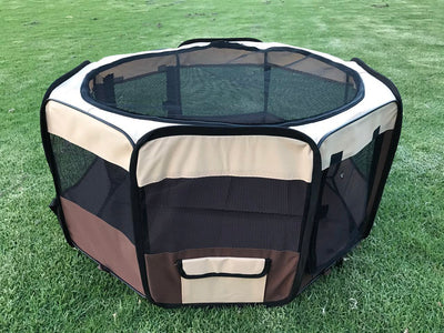 YES4PETS 75 cm Foldable Large Brown Dog Puppy Soft Cat Playpen Enclosure