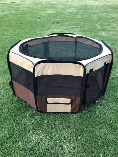 YES4PETS 75 cm Foldable Large Brown Dog Puppy Soft Cat Playpen Enclosure