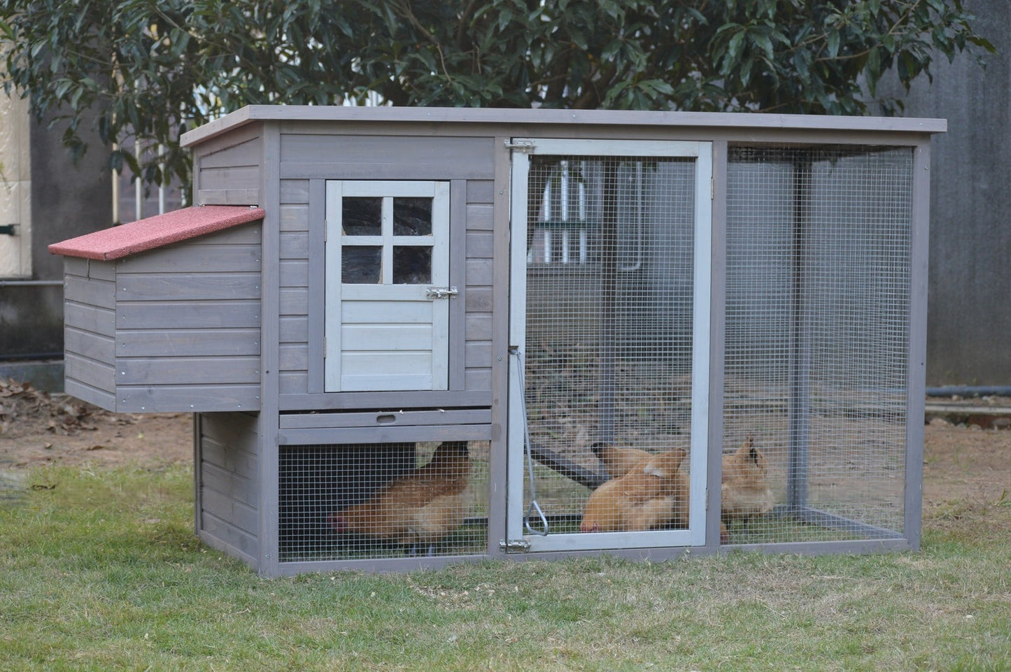 YES4PETS Grey Large Chicken Coop Rabbit Hutch Ferret Cage Hen Chook Cat House